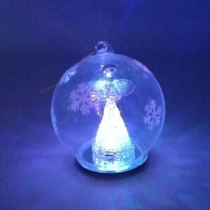 Lighted Color Changing Spun Glass Praying Angel In Glass Globe Christmas Decor